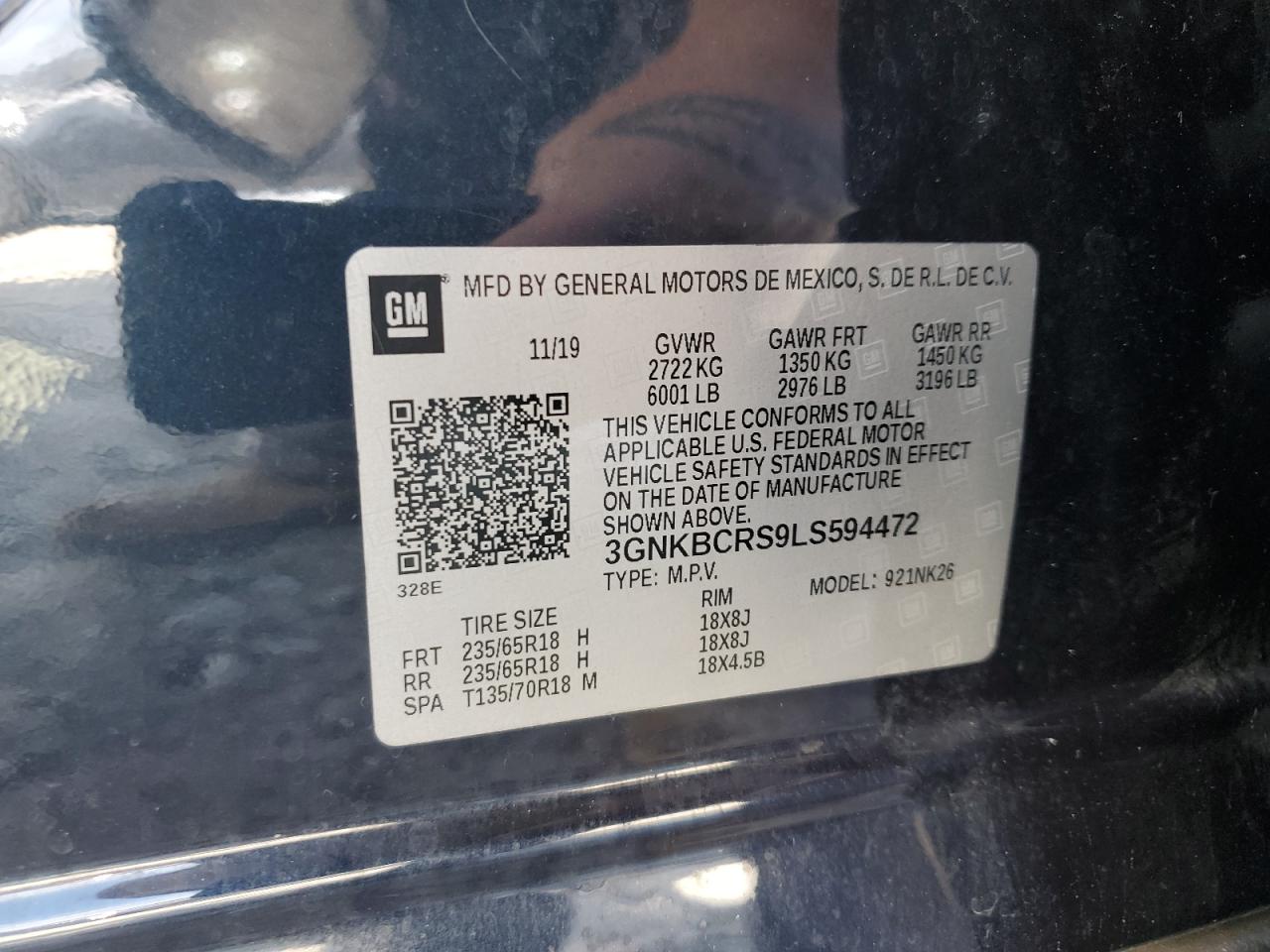 2020 Chevrolet Blazer 2Lt VIN: 3GNKBCRS9LS594472 Lot: 82225005