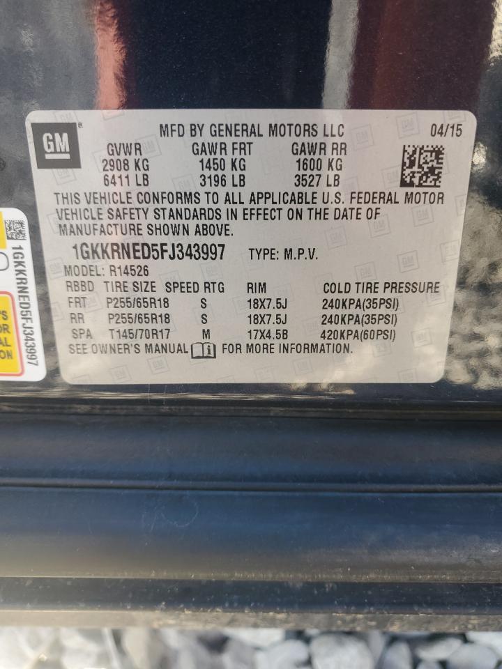 2015 GMC Acadia Sle VIN: 1GKKRNED5FJ343997 Lot: 82313505