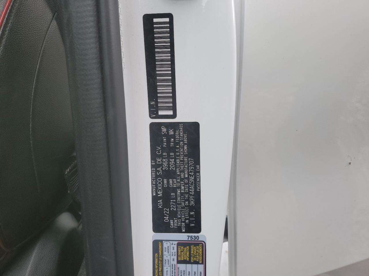 2022 Kia Forte Gt VIN: 3KPF44AC5NE479707 Lot: 87280305