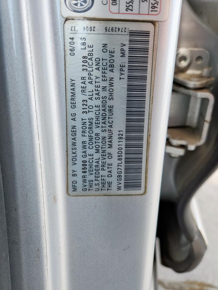 2005 Volkswagen Touareg 3.2 VIN: WVGBG77L85D011921 Lot: 85101015