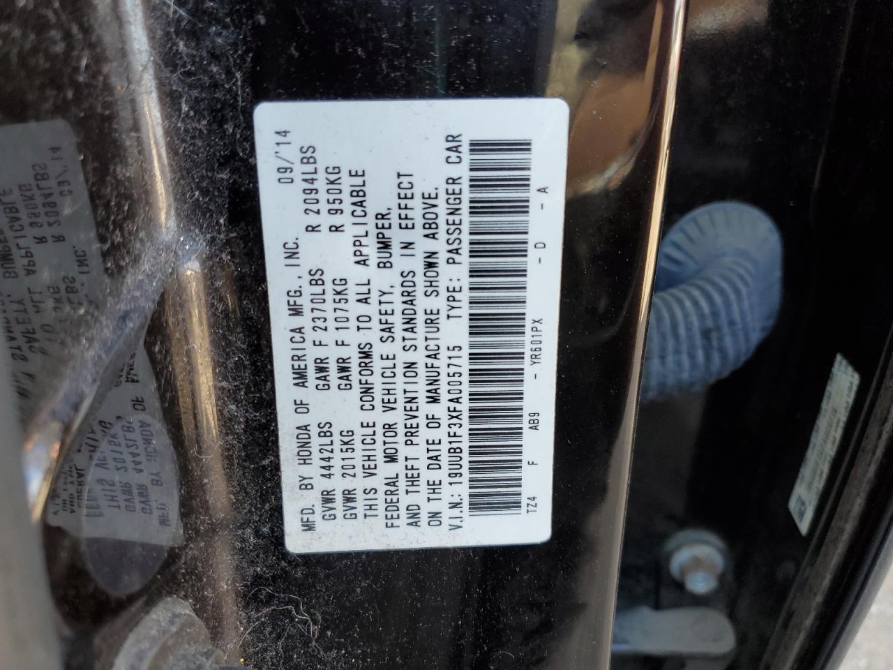 2015 Acura Tlx VIN: 19UUB1F3XFA005715 Lot: 89828765