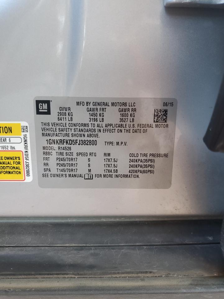 2015 Chevrolet Traverse Ls VIN: 1GNKRFKD5FJ382800 Lot: 85903865