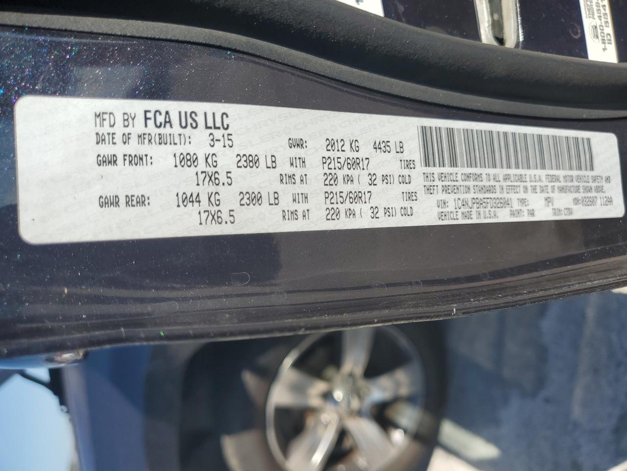 2015 Jeep Patriot Sport VIN: 1C4NJPBA5FD326041 Lot: 82302225