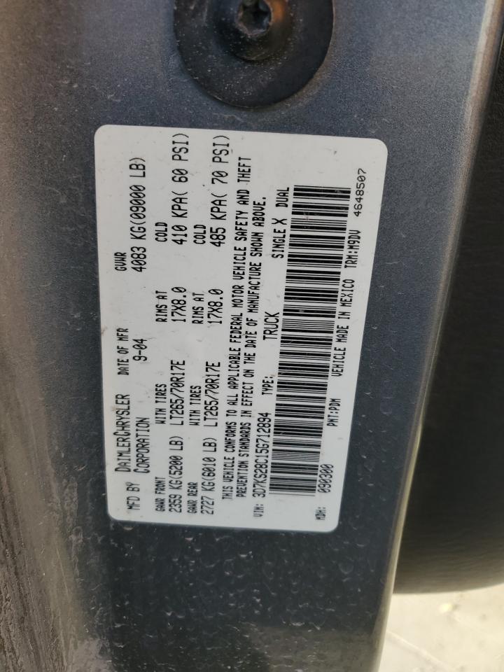 2005 Dodge Ram 2500 St VIN: 3D7KS28C15G712894 Lot: 84439085