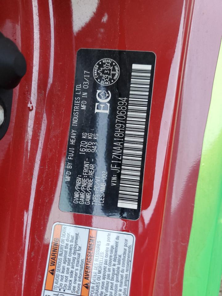 2017 Toyota 86 Base VIN: JF1ZNAA18H9706894 Lot: 86481135