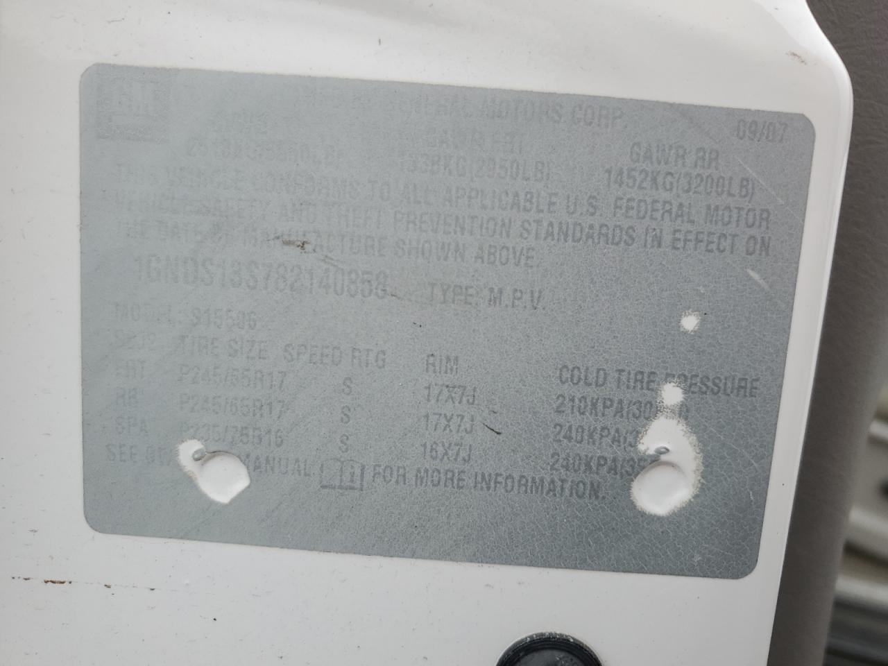 2008 Chevrolet Trailblazer Ls VIN: 1GNDS13S782140858 Lot: 86293955