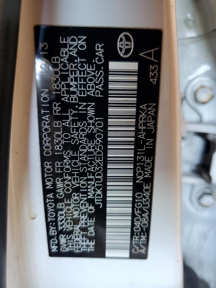 2014 Toyota Yaris VIN: JTDKTUD32ED590701 Lot: 85122905