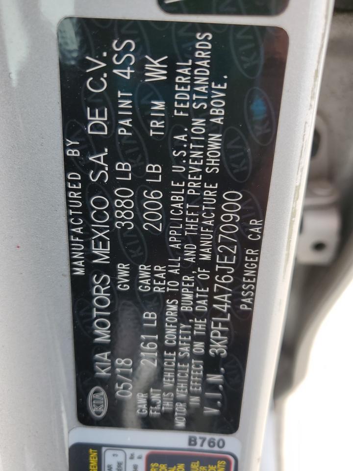 2018 Kia Forte Lx VIN: 3KPFL4A76JE270900 Lot: 82339045