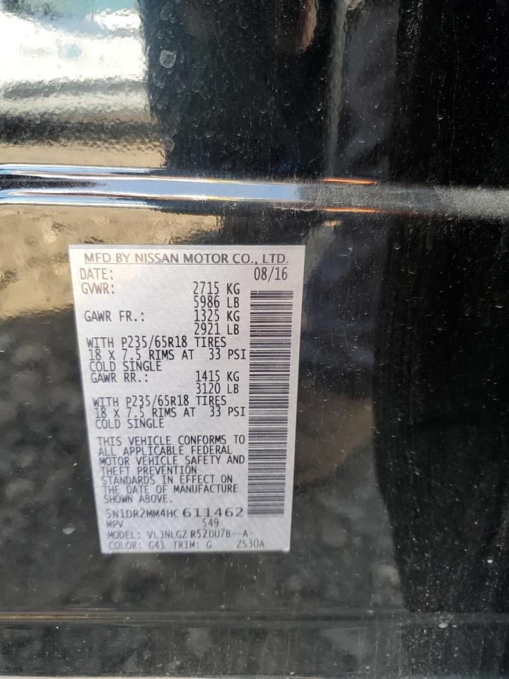 2017 Nissan Pathfinder S VIN: 5N1DR2MM4HC611462 Lot: 81976135