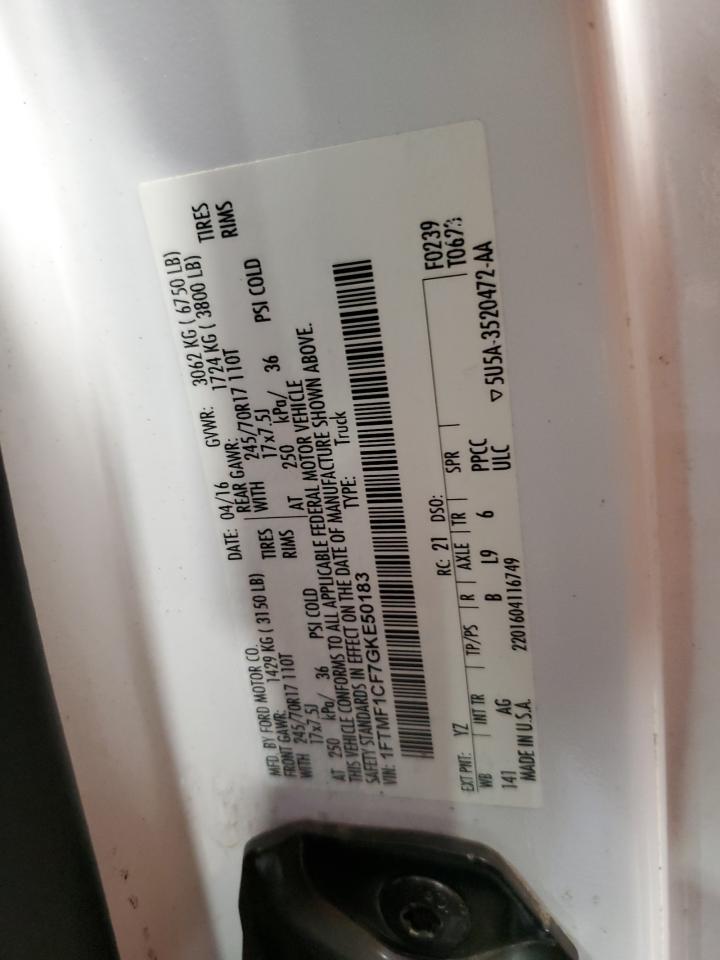 2016 Ford F150 VIN: 1FTMF1CF7GKE50183 Lot: 84981595