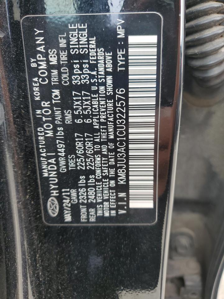 2012 Hyundai Tucson Gls VIN: KM8JU3AC1CU322576 Lot: 86089695