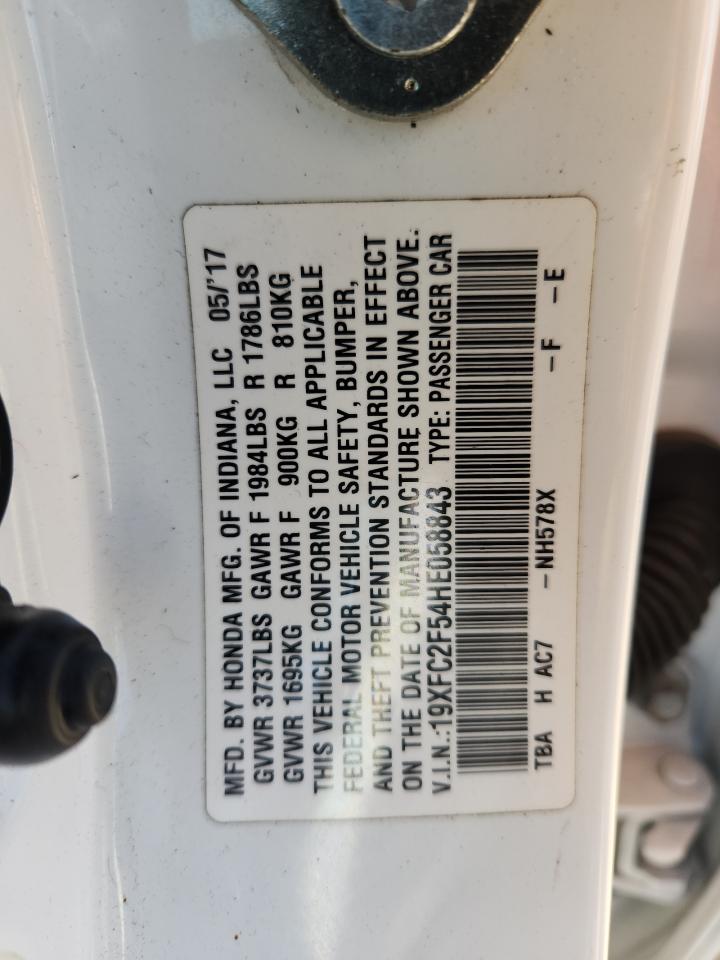 2017 Honda Civic Lx VIN: 19XFC2F54HE058843 Lot: 84956615