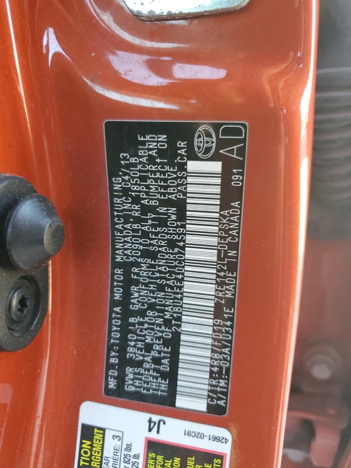 2013 Toyota Corolla Base VIN: 2T1BU4EE4DC074591 Lot: 84976035