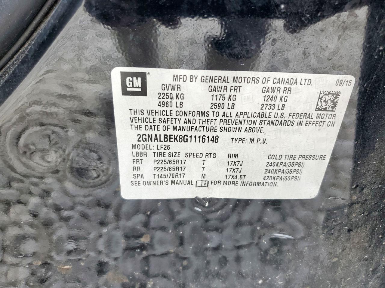 2016 Chevrolet Equinox Ls VIN: 2GNALBEK8G1116148 Lot: 82368355