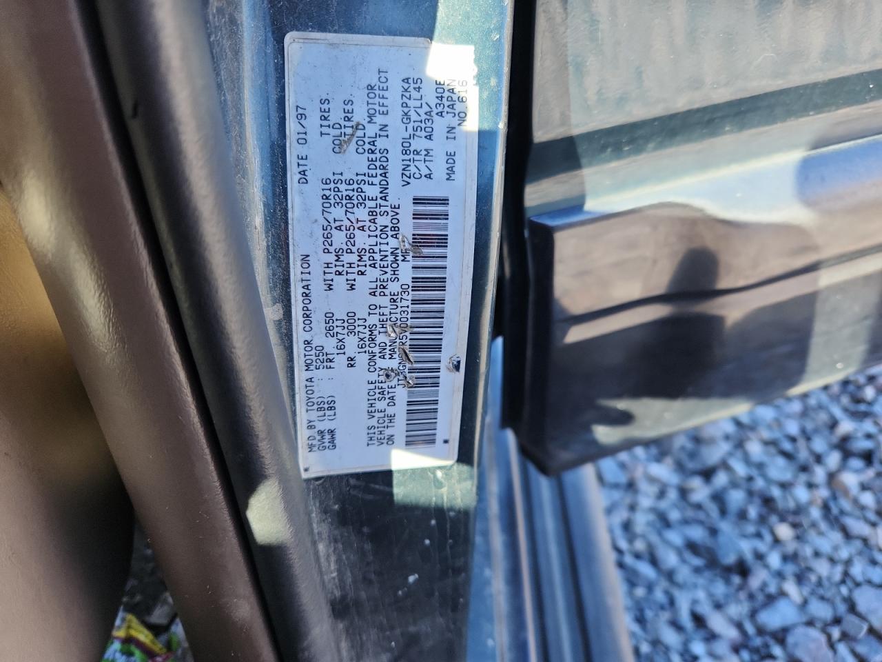 1997 Toyota 4Runner Limited VIN: JT3GN87R5V0031730 Lot: 86130885