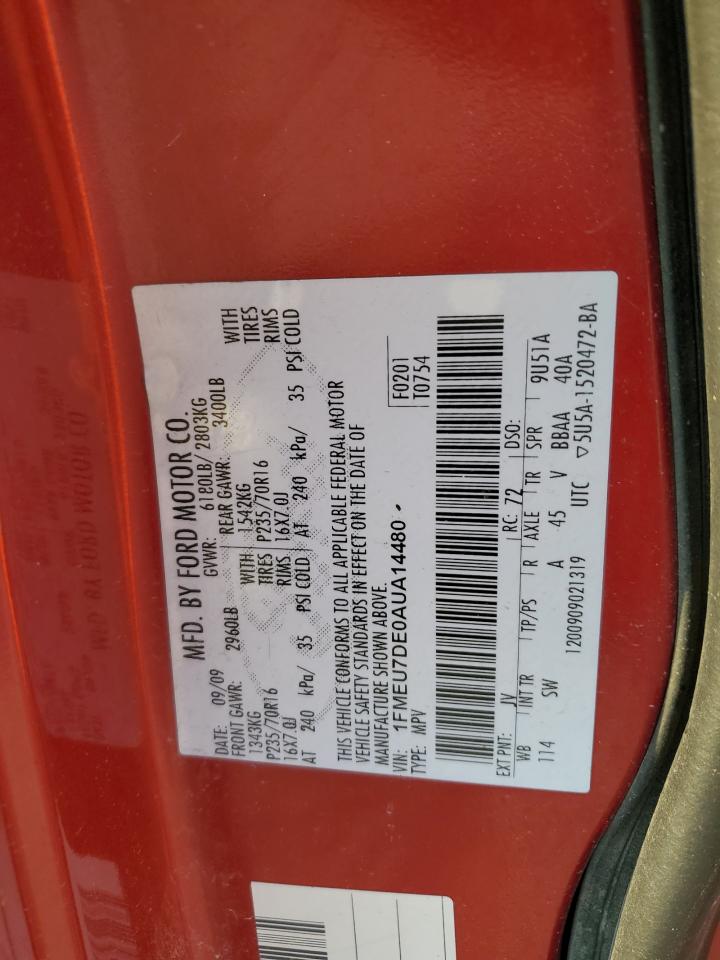 2010 Ford Explorer Xlt VIN: 1FMEU7DE0AUA14480 Lot: 82206755