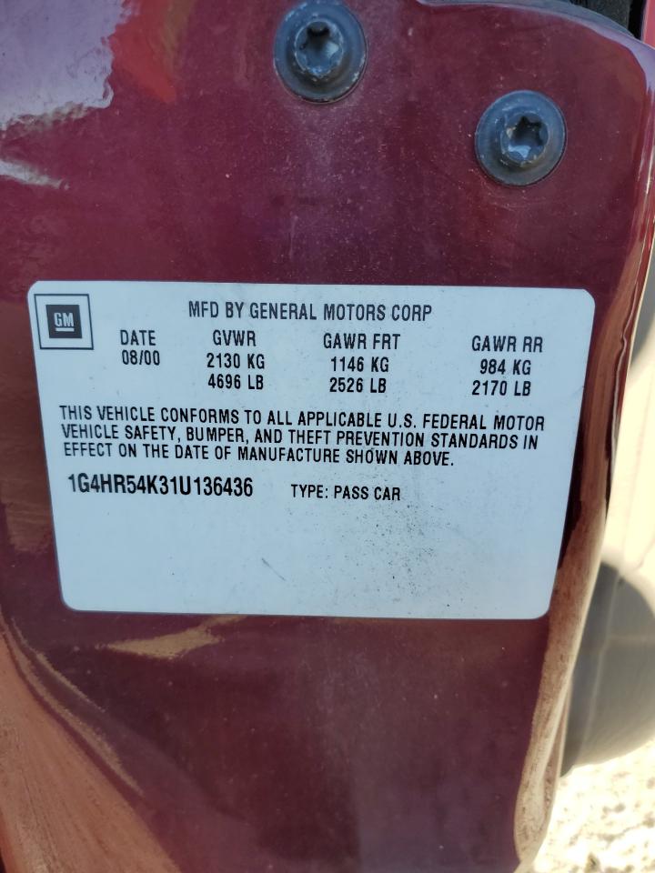 2001 Buick Lesabre Limited VIN: 1G4HR54K31U136436 Lot: 90358045