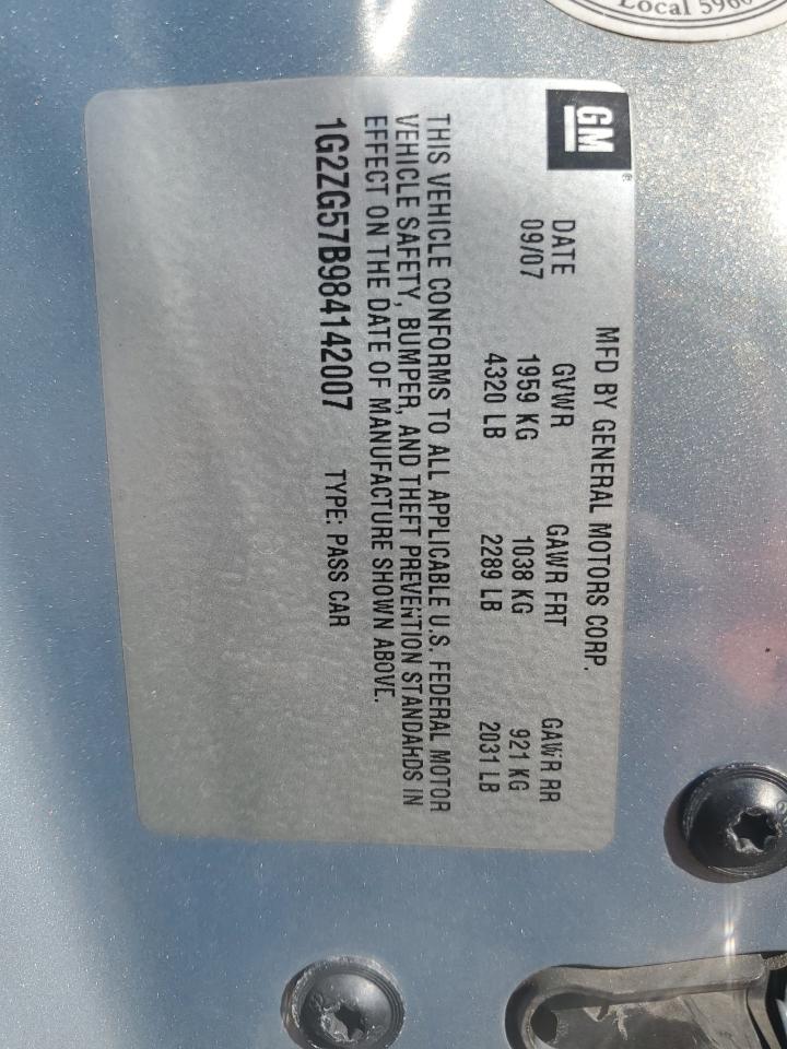 2008 Pontiac G6 Base VIN: 1G2ZG57B984142007 Lot: 82415545