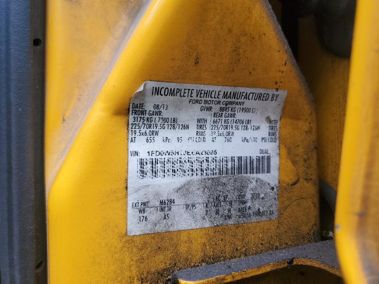 2014 Ford F550 Super Duty VIN: 1FD0W5HT3EEA23885 Lot: 85071795