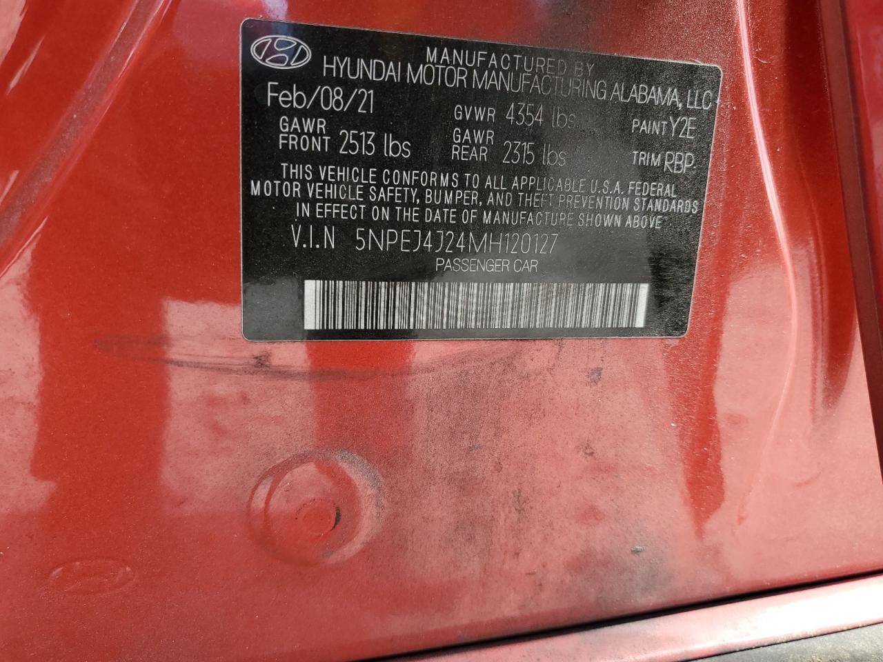 2021 Hyundai Sonata Sel Plus VIN: 5NPEJ4J24MH120127 Lot: 82184455
