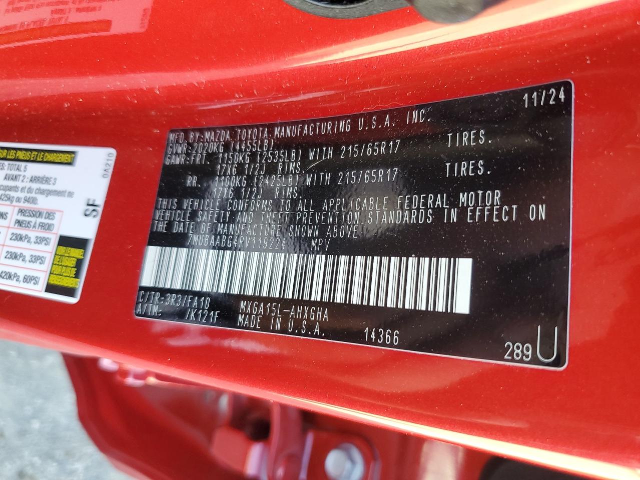 2024 Toyota Corolla Cross Le VIN: 7MUBAABG4RV119224 Lot: 82330475