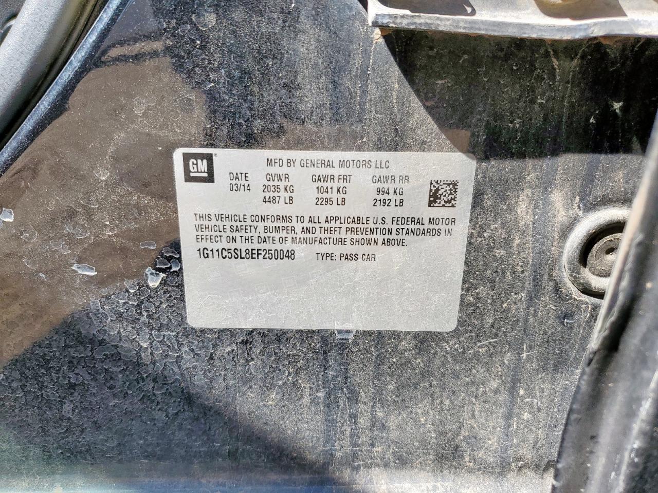 2014 Chevrolet Malibu 1Lt VIN: 1G11C5SL8EF250048 Lot: 81955245