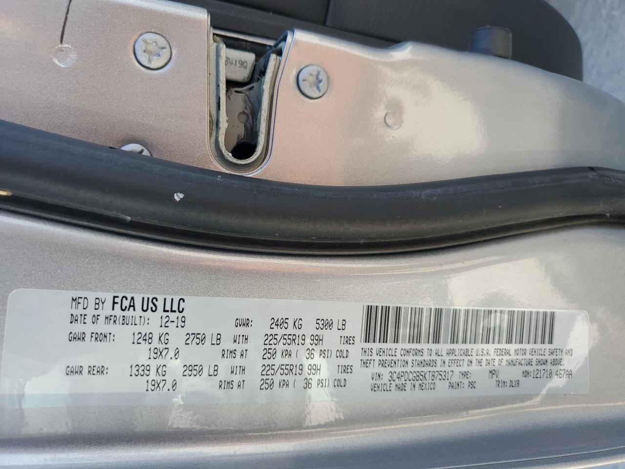 2019 Dodge Journey Crossroad VIN: 3C4PDCGB5KT875317 Lot: 82223205