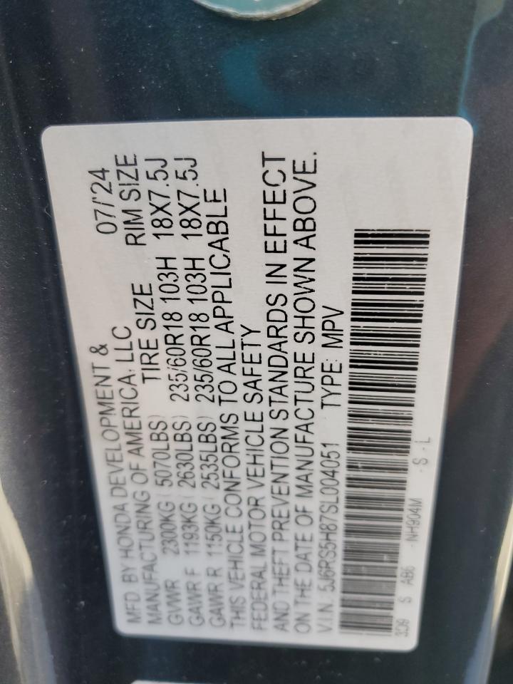 2025 Honda Cr-V Sport-L VIN: 5J6RS5H87SL004051 Lot: 82615605