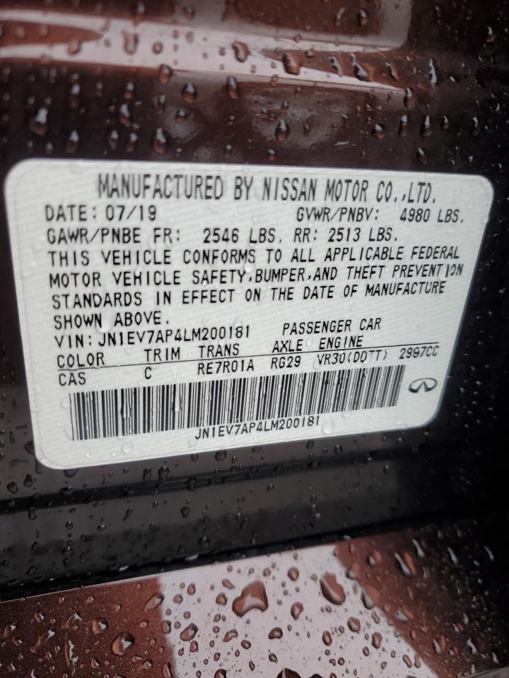 2020 Infiniti Q50 Pure VIN: JN1EV7AP4LM200181 Lot: 85665035