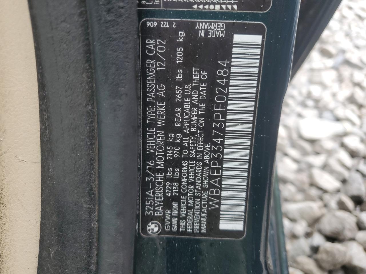 2003 BMW 325 Xit VIN: WBAEP33473PF02484 Lot: 90909115