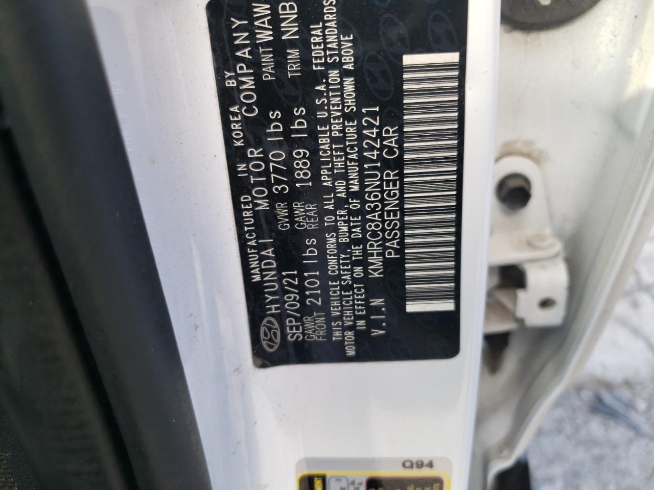 2022 Hyundai Venue Sel VIN: KMHRC8A36NU142421 Lot: 85547725