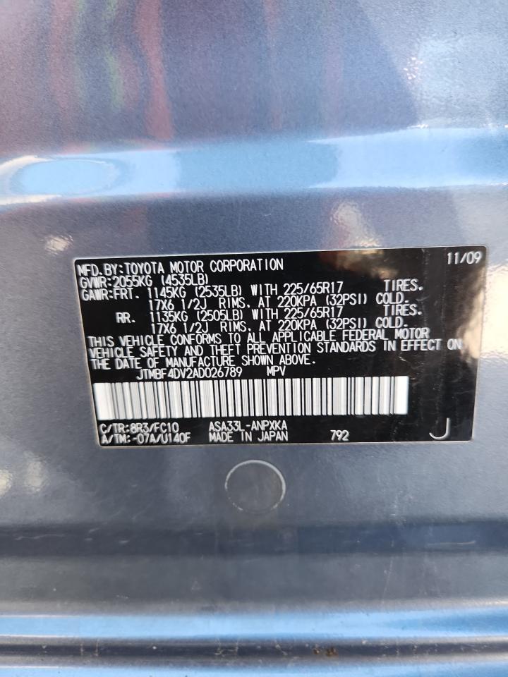 2010 Toyota Rav4 VIN: JTMBF4DV2AD026789 Lot: 80907765