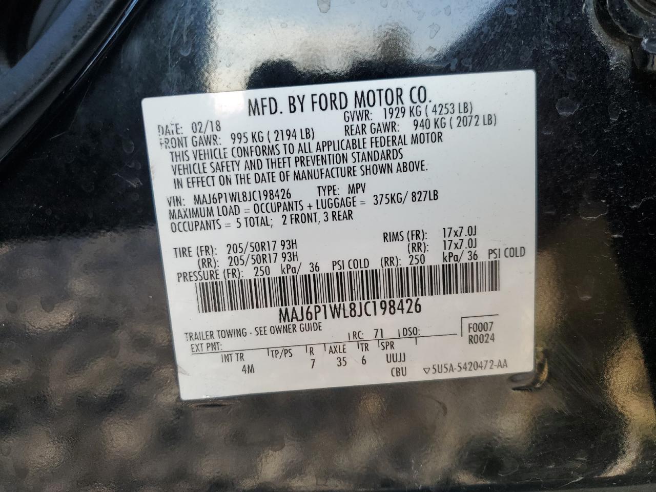 2018 Ford Ecosport Titanium VIN: MAJ6P1WL8JC198426 Lot: 82402105