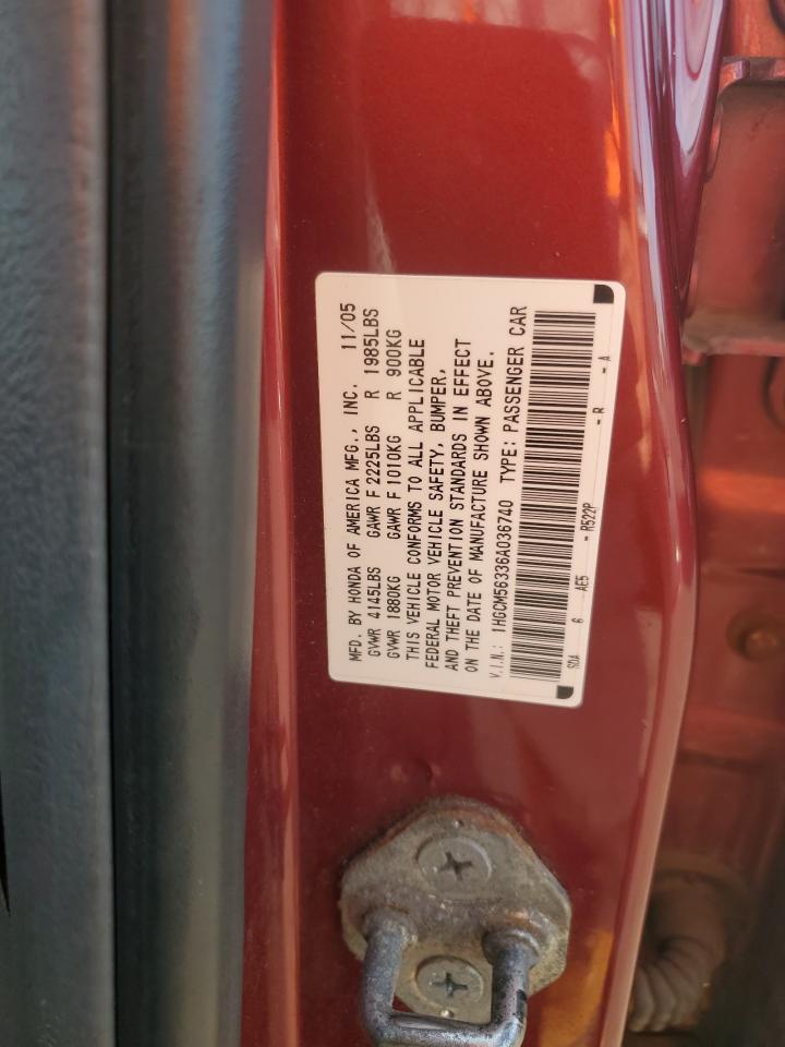 2006 Honda Accord Se VIN: 1HGCM56336A036740 Lot: 84543255