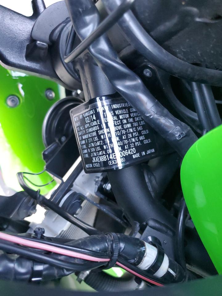 2014 Kawasaki Ex300 B VIN: JKAEX8B14EA006420 Lot: 84815775