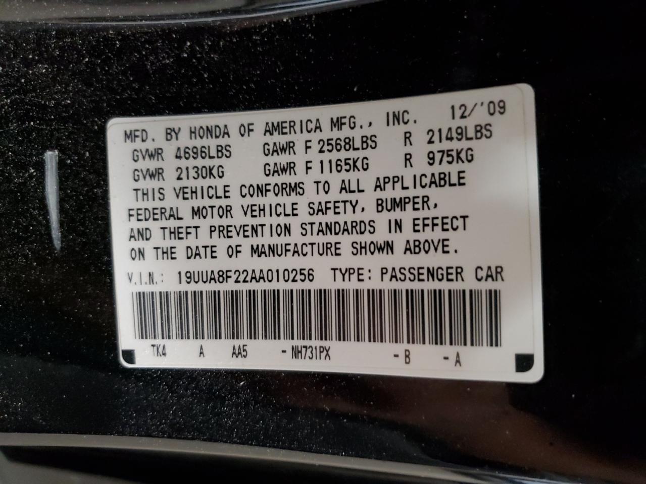 2010 Acura Tl VIN: 19UUA8F22AA010256 Lot: 82225245