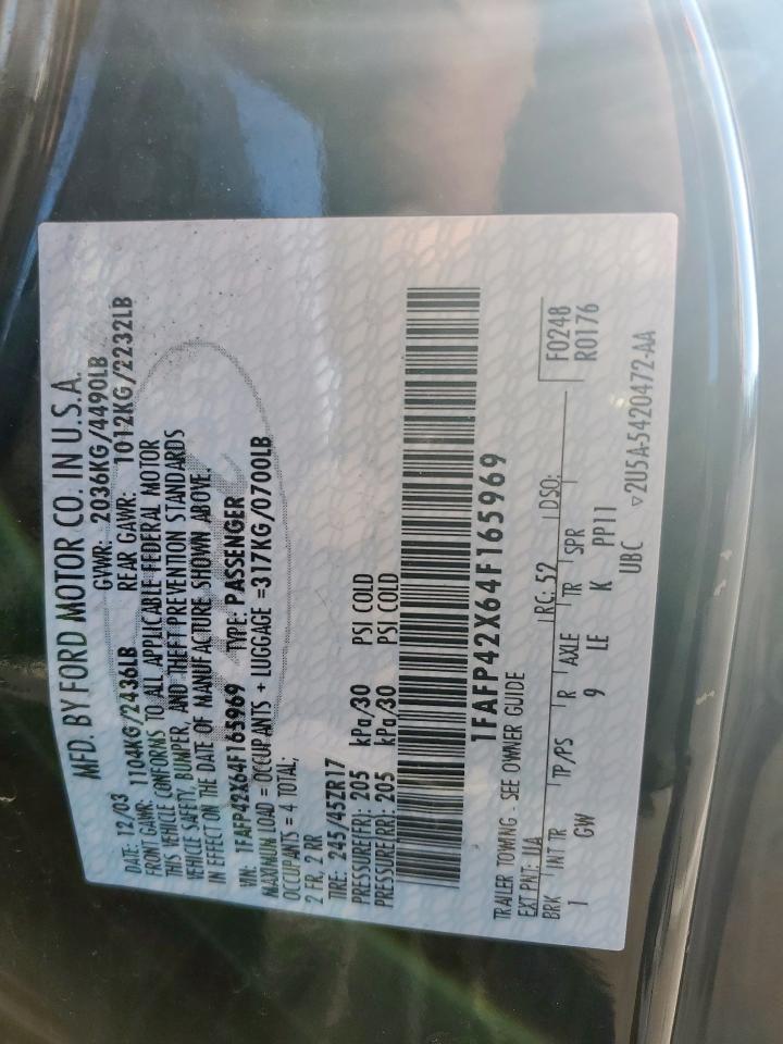 2004 Ford Mustang Gt VIN: 1FAFP42X64F165969 Lot: 85929695