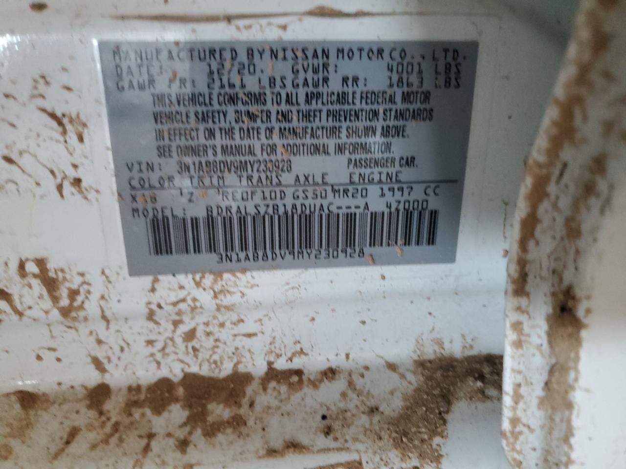 2021 Nissan Sentra Sr VIN: 3N1AB8DV9MY230928 Lot: 82178125