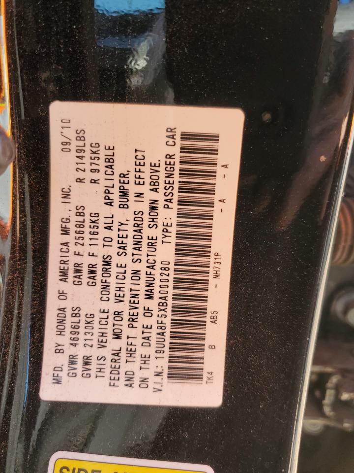 2011 Acura Tl VIN: 19UUA8F5XBA000280 Lot: 90675235