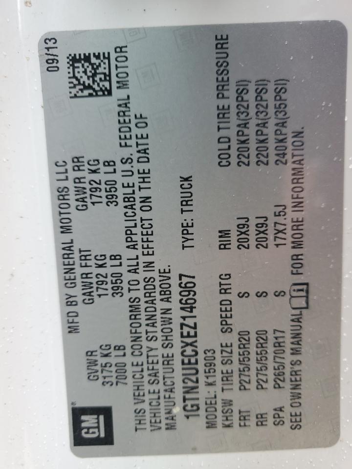 2014 GMC Sierra K1500 Sle VIN: 1GTN2UECXEZ146967 Lot: 90428805