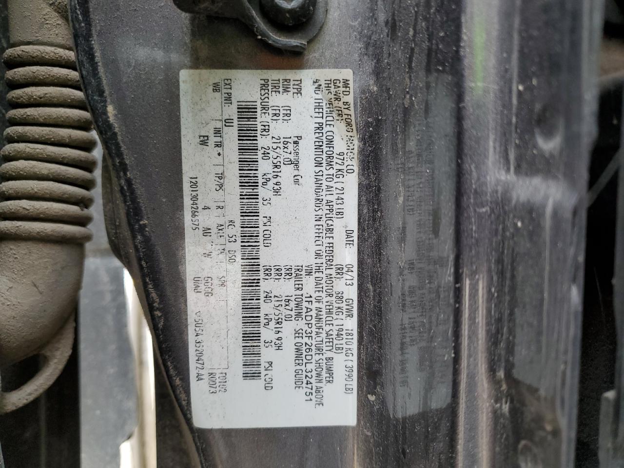 2013 Ford Focus Se VIN: 1FADP3F26DL324751 Lot: 85736125