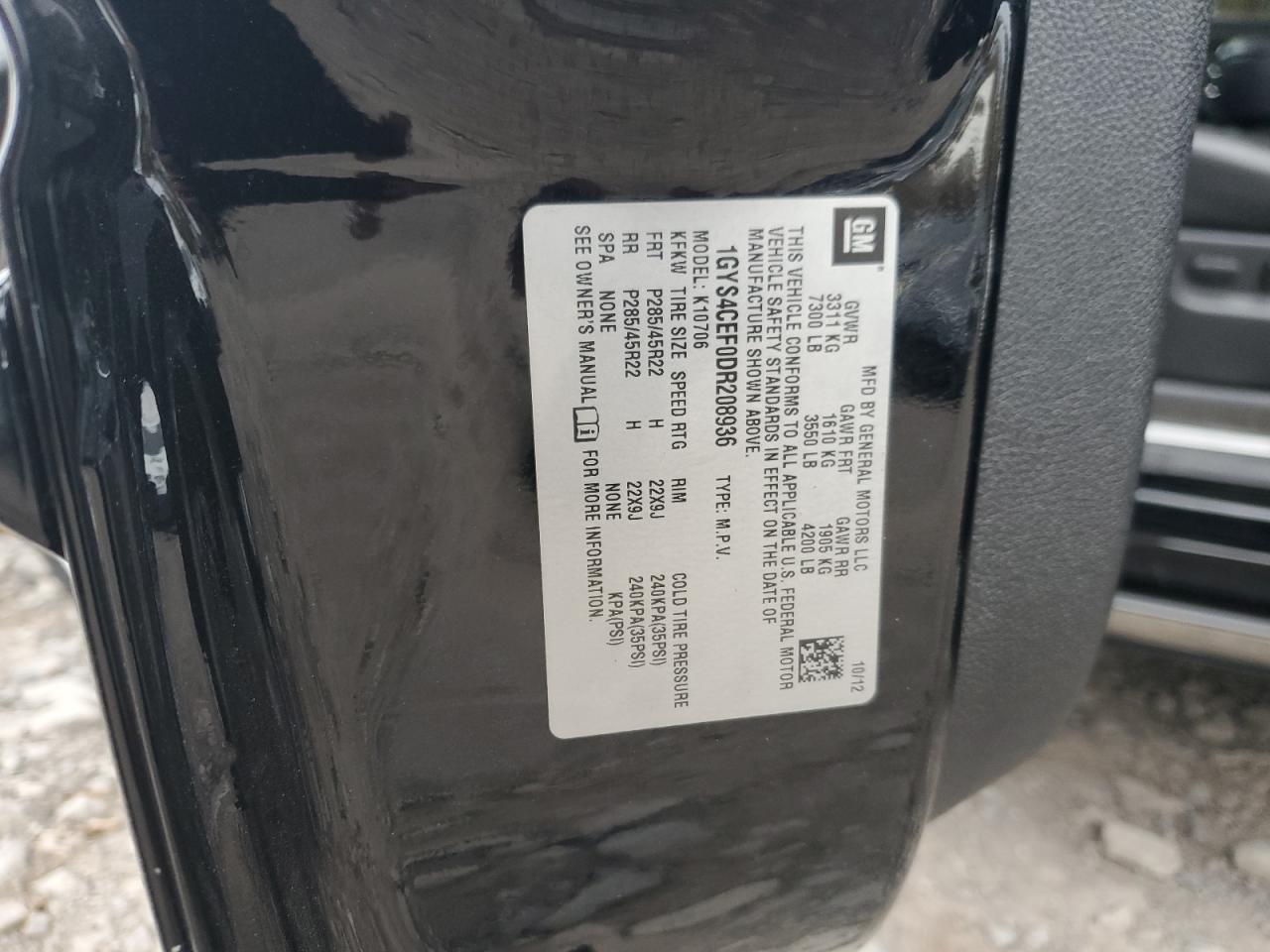 2013 Cadillac Escalade Premium VIN: 1GYS4CEF0DR208936 Lot: 86166035