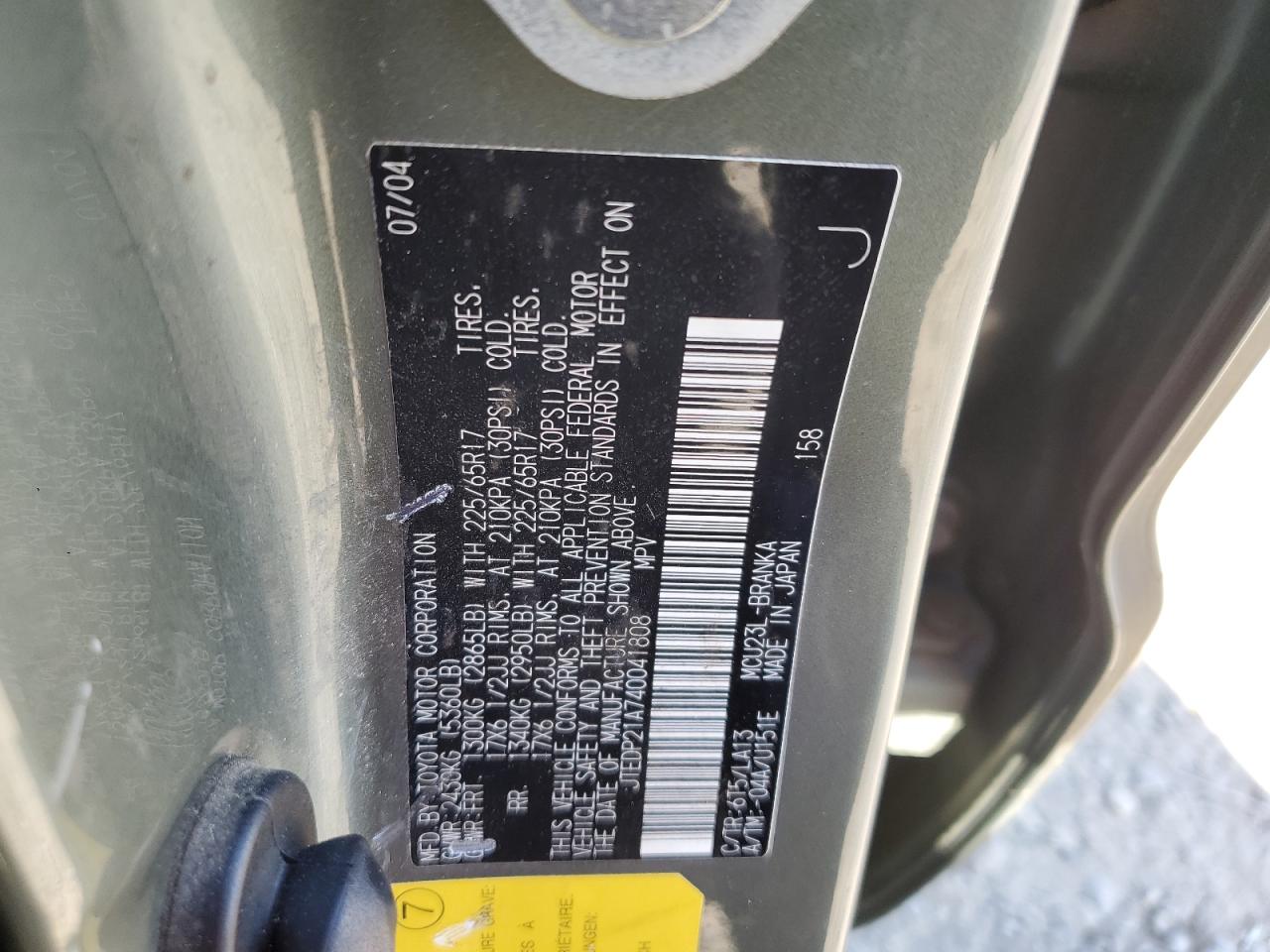 2004 Toyota Highlander Base VIN: JTEDP21A740041808 Lot: 90620995