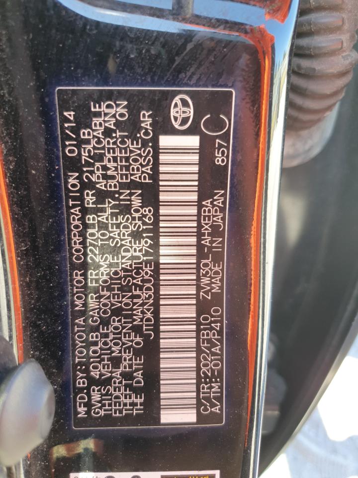 2014 Toyota Prius VIN: JTDKN3DU9E1791168 Lot: 89661605