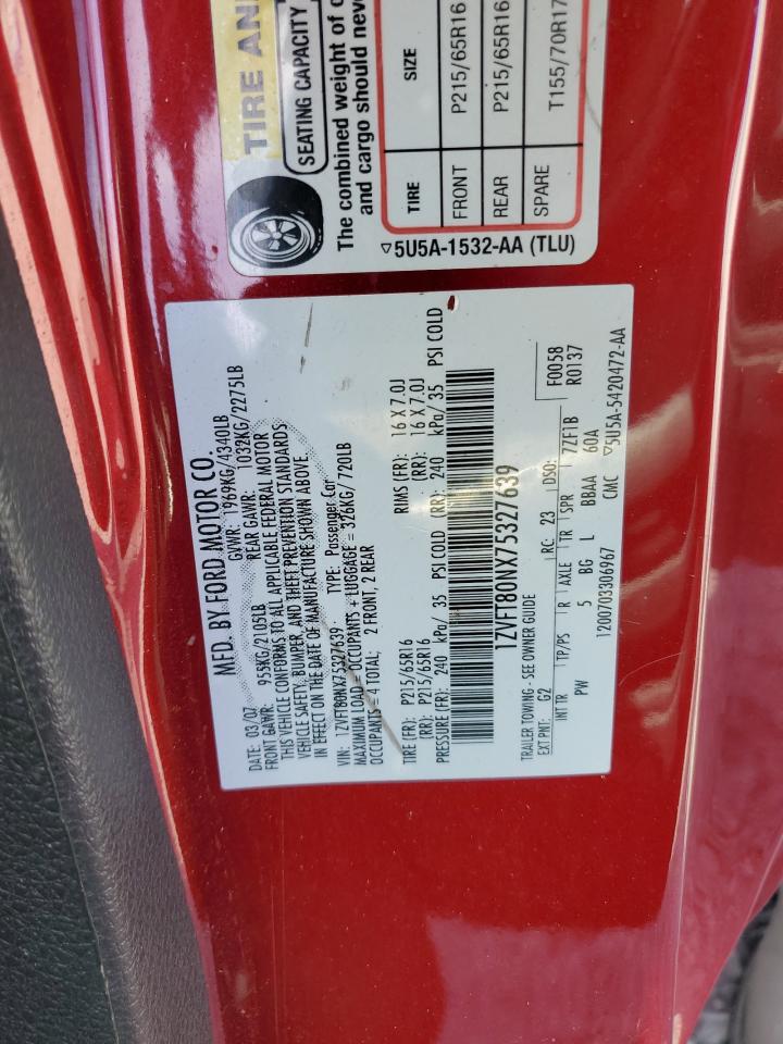 2007 Ford Mustang VIN: 1ZVFT80NX75327639 Lot: 82722355