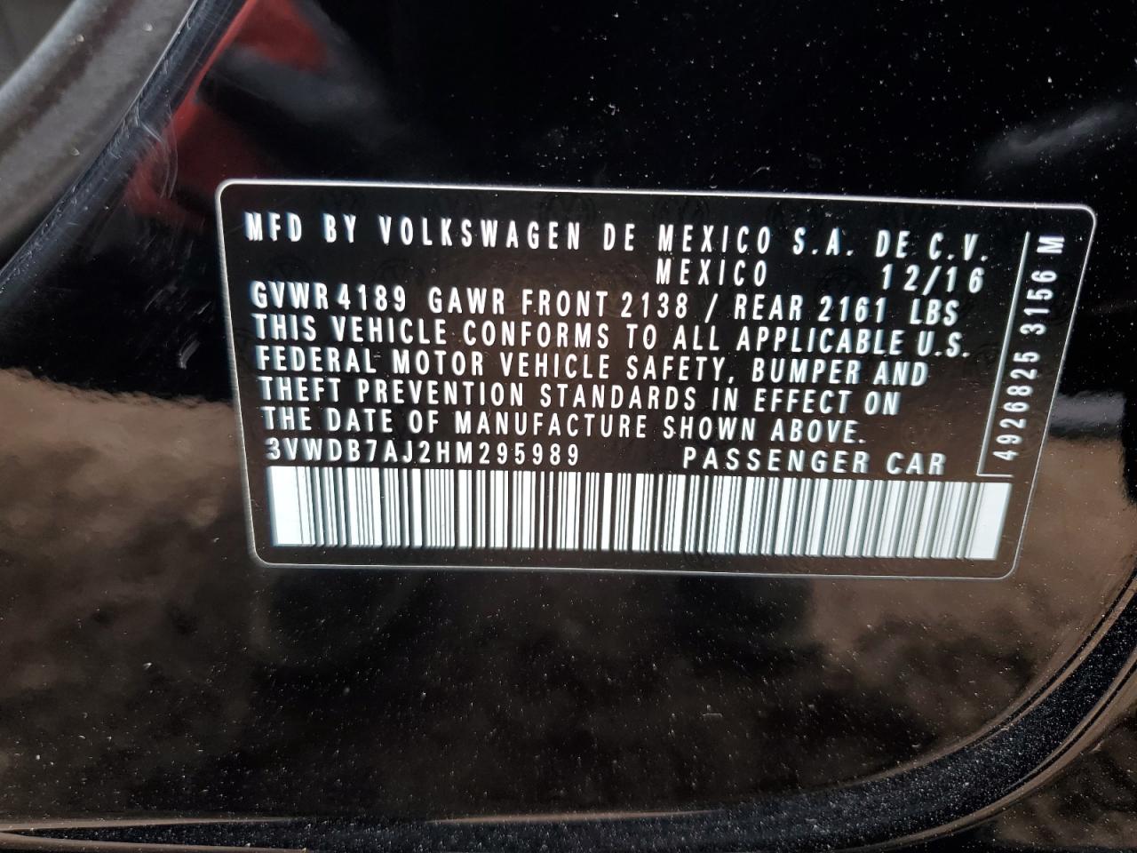 2017 Volkswagen Jetta Se VIN: 3VWDB7AJ2HM295989 Lot: 82283615