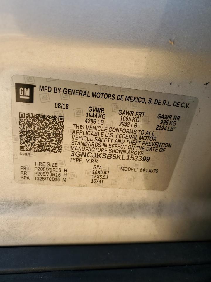 2019 Chevrolet Trax Ls VIN: 3GNCJKSB6KL153399 Lot: 87250855