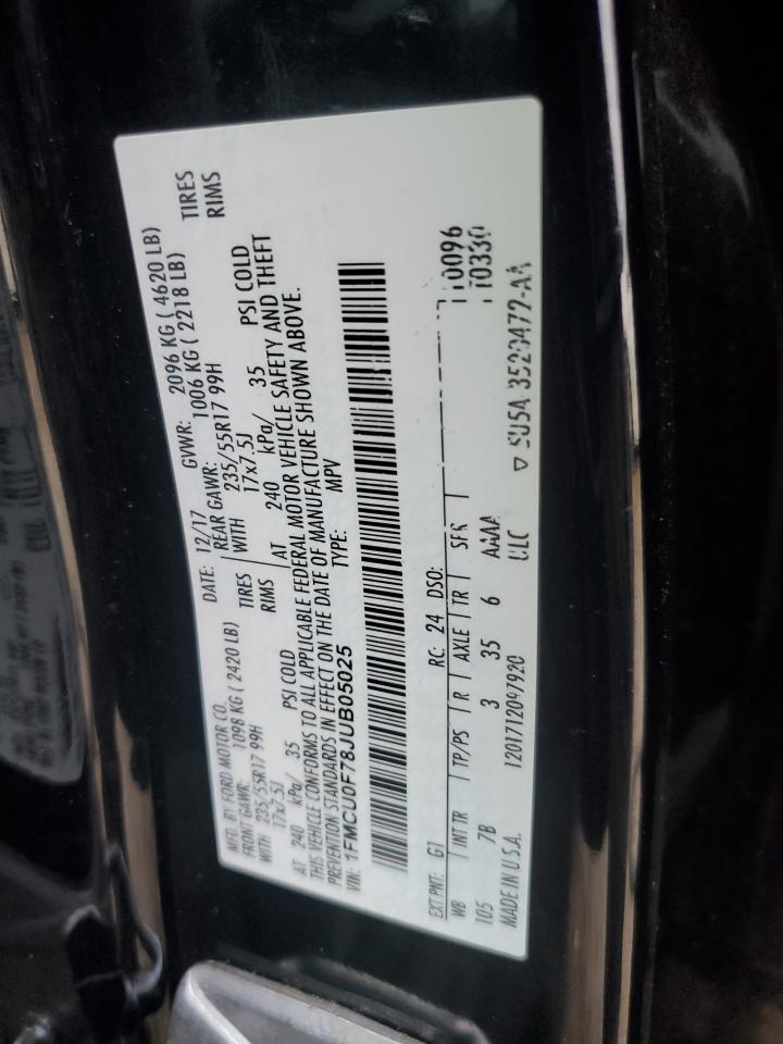 2018 Ford Escape S VIN: 1FMCU0F78JUB05025 Lot: 90478795