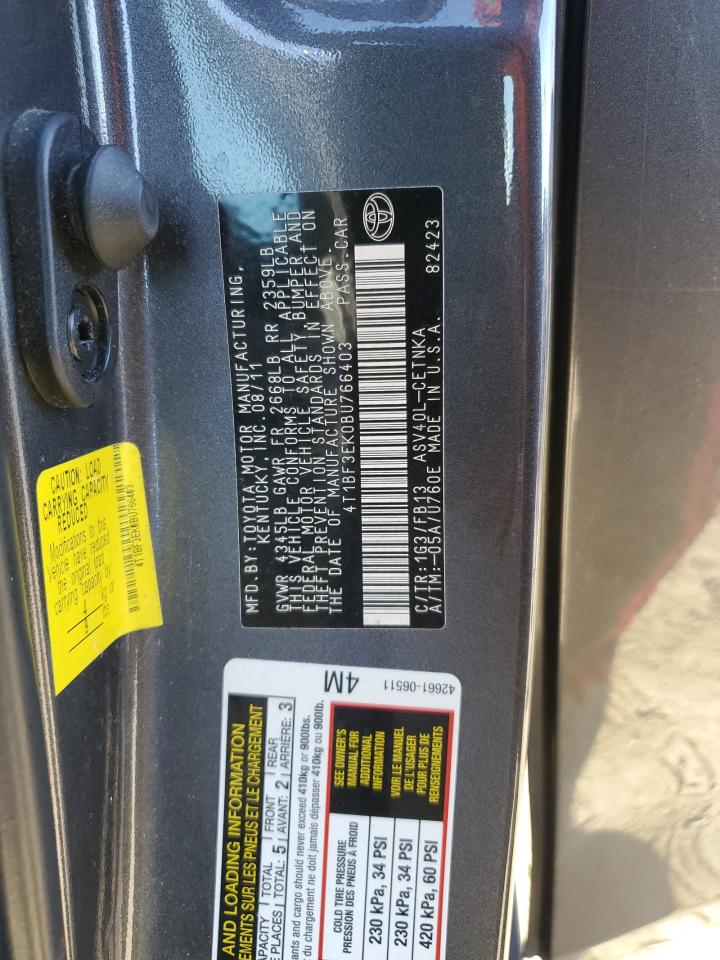 2011 Toyota Camry VIN: 4T1BF3EK0BU766403 Lot: 82001585