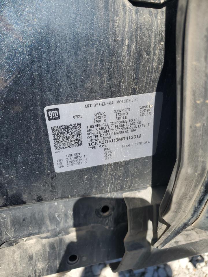 2021 GMC Yukon Xl K1500 Slt VIN: 1GKS2GKD8MR413818 Lot: 90938515